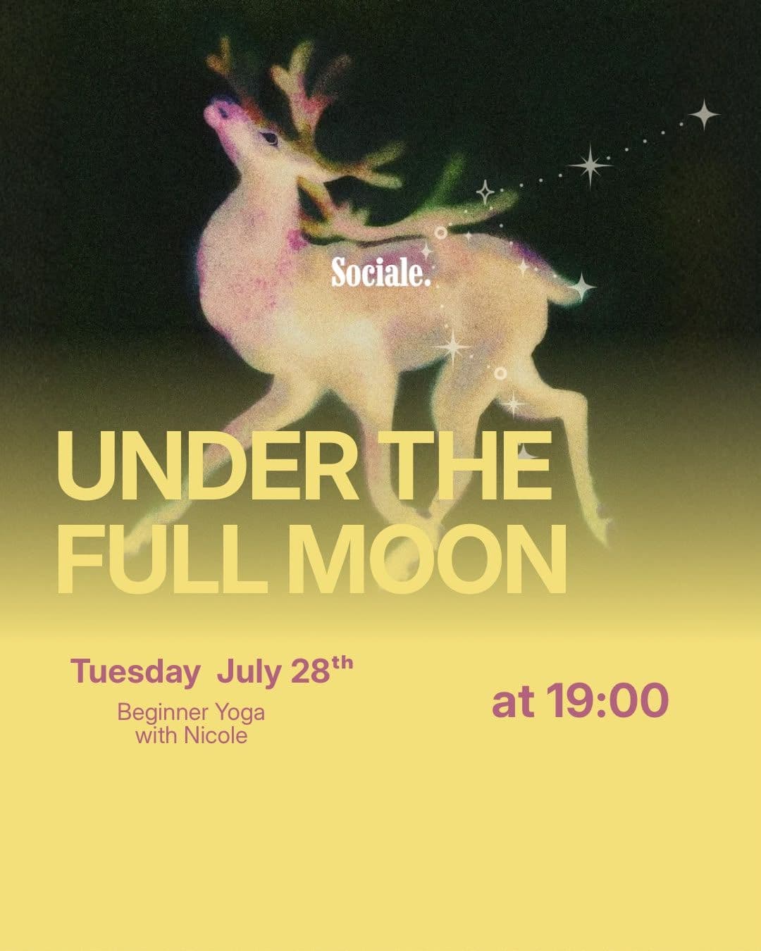 UNDER THE FULL MOON : Beginner Yoga With Nicole Skarpness @nskarp - Sociale.
