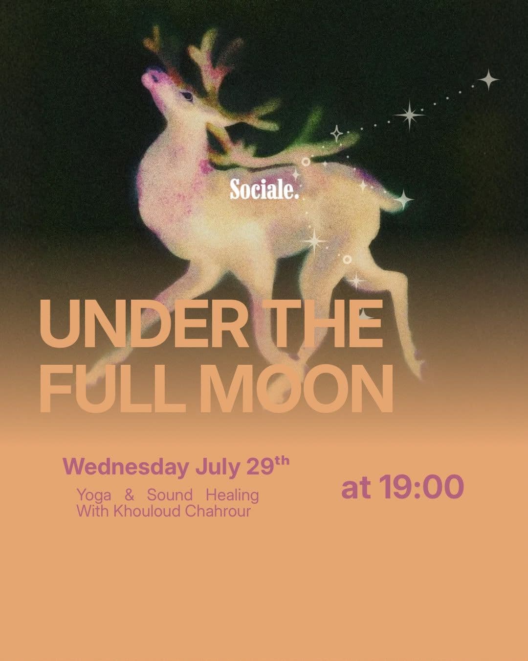 UNDER THE FULL MOON : Yoga & Sound Healing with Khouloud Chahrour @khouloudchahrour - Sociale.