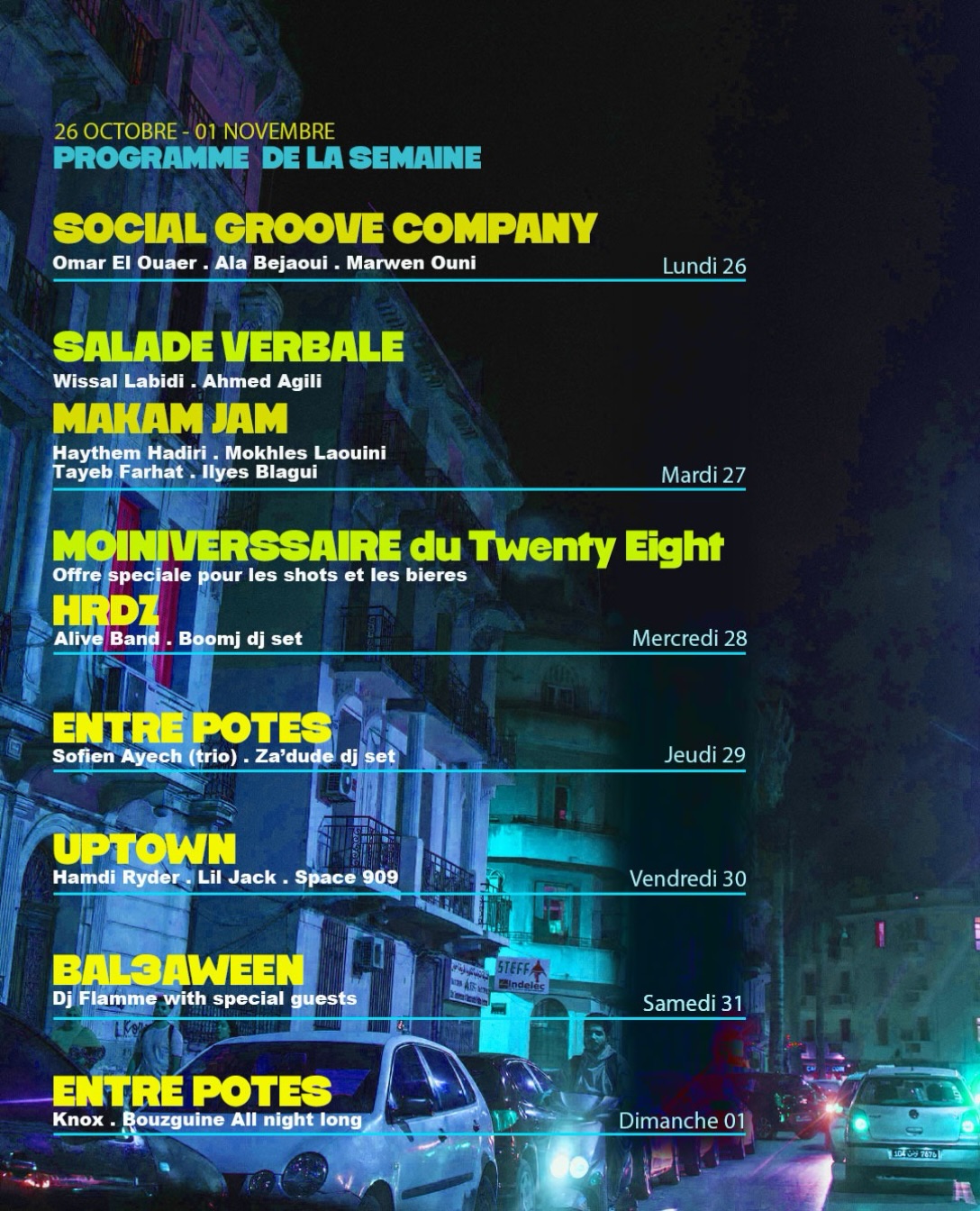 Le programme de la semaine, du 26 octobre au 1er novembre